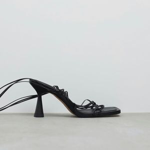 zara tied heeled leather sandals